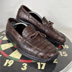 Cole Haan Gunnison Chunky Faux Croc Leather Driving Loafer Brown Shoes Men 13